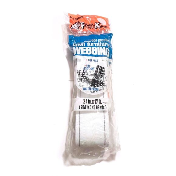 FROST KING Lawn Furniture Webbing 2 1/4"x 17 ft PW17 WHITE with Grey Stripes - Picture 1 of 6